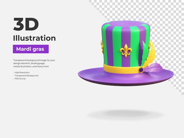 Mardi gras festival hat symbol 3d-illustration