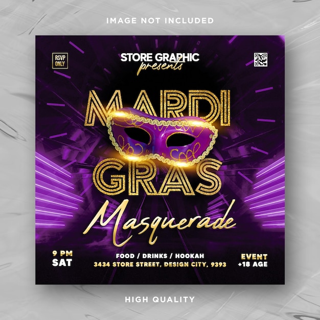 Mardi gras-flyer-vorlage und social-media-design