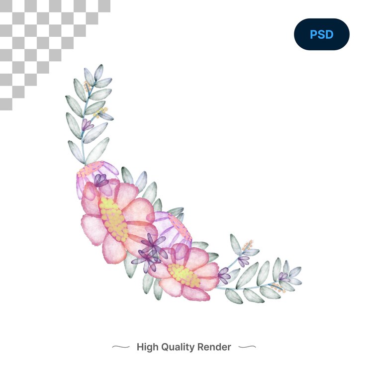 PSD margarita floral acuarela