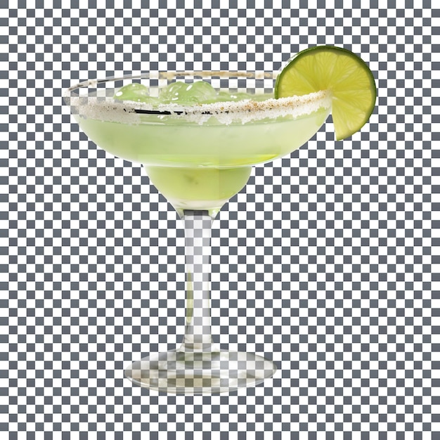 Margarita fresca en un elegante vaso aislado sobre fondo transparente