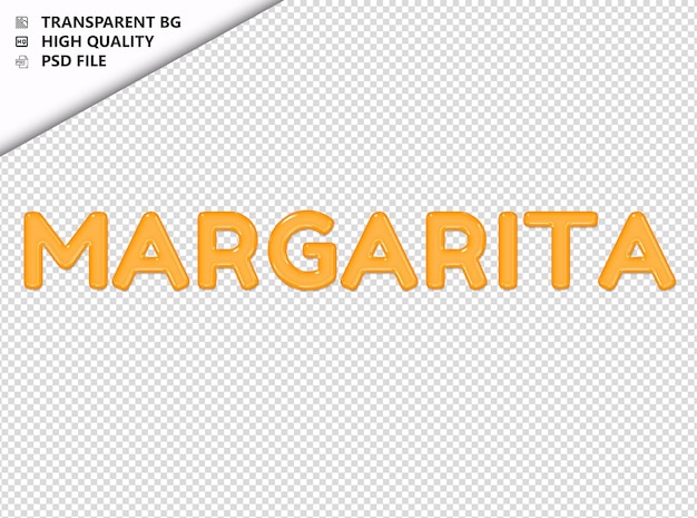 PSD margarita typographie texte jaune verre brillant psd transparent