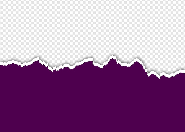 PSD margem de papel rasgada sobre um fundo roxo com um fundo transparente