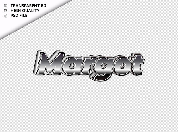 PSD margot typographie texte argent noir psd transparent