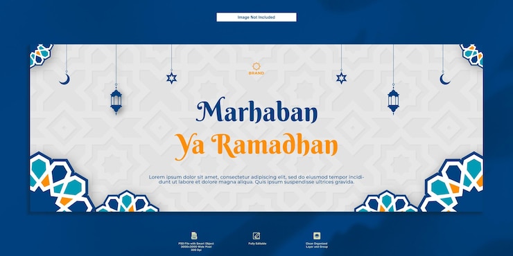 PSD marhaban ya ramadhan grußkarte design minimalistische vorlage facebook-cover