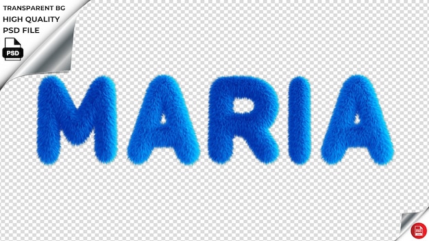 PSD maria tipografia azul texto fluffy psd transparente