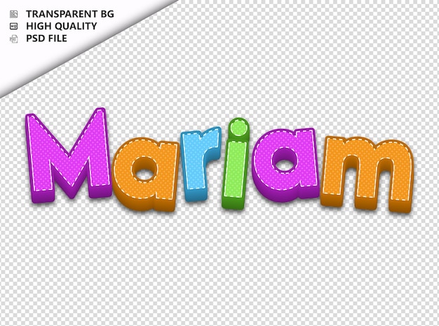 PSD mariam typography text colorful craft spring psd transparent