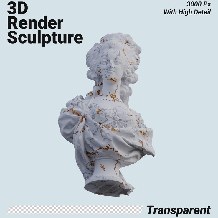 PSD marie-antoinette-statue 3d rendert isoliert perfekt für ihr design