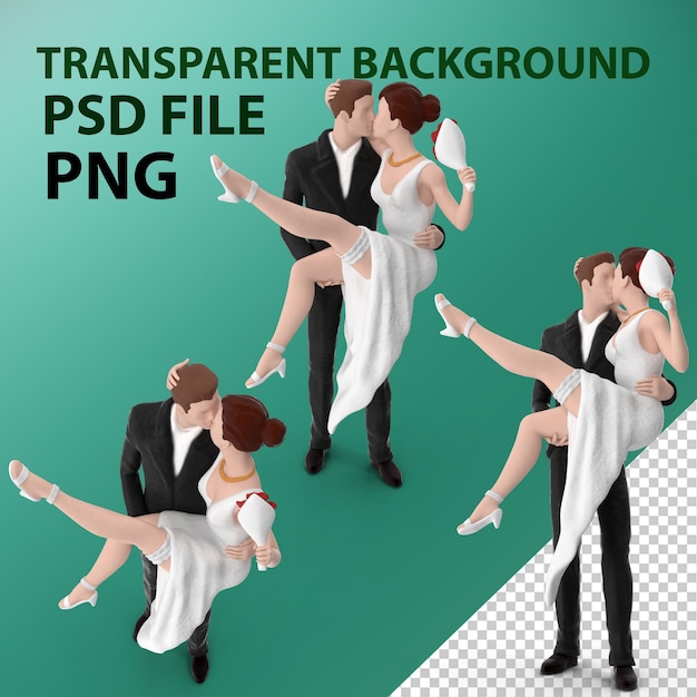 La mariée et le marié en miniature PNG