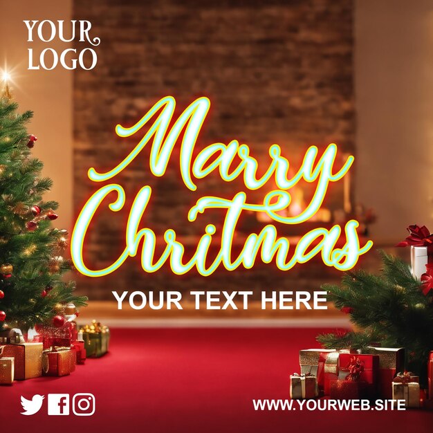 Marier la célébration de Chritmas Les médias sociaux Template PSD