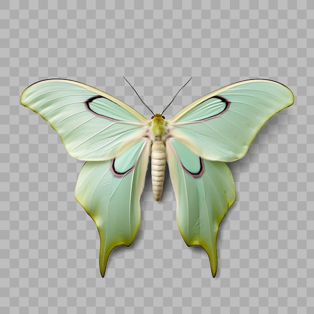 PSD una mariposa amarilla con un cuerpo verde y amarillo y una mariposa negra y blanca