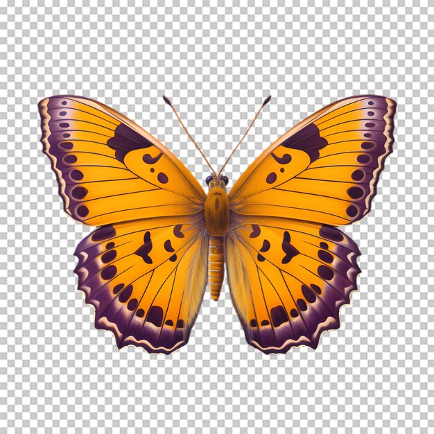 Mariposa amarilla en un fondo transparente