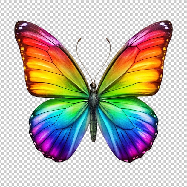 PSD mariposa arco iris en un fondo transparente