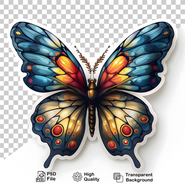 PSD una mariposa colorida aislada en un fondo transparente