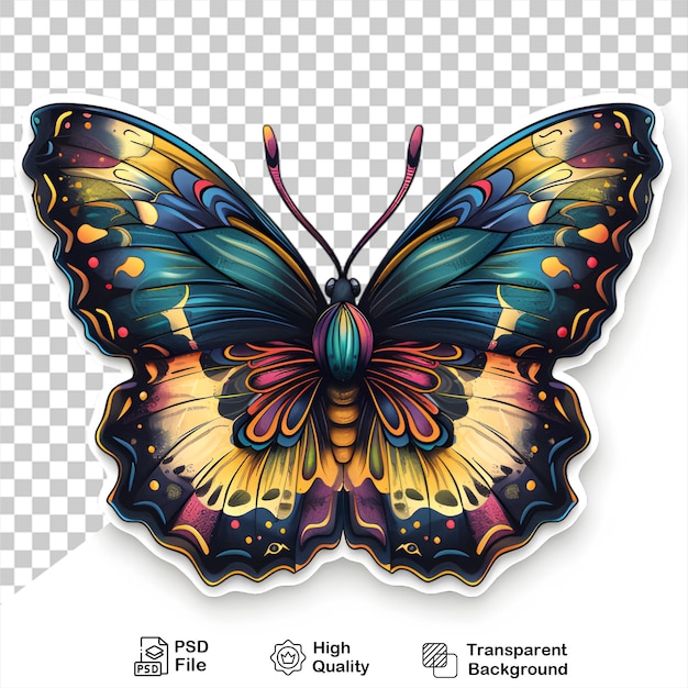 PSD una mariposa colorida aislada en un fondo transparente