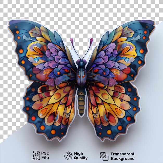 PSD una mariposa colorida aislada en un fondo transparente