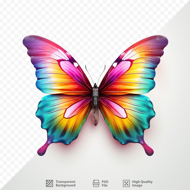 PSD una mariposa colorida con colores rosados y azules en ella
