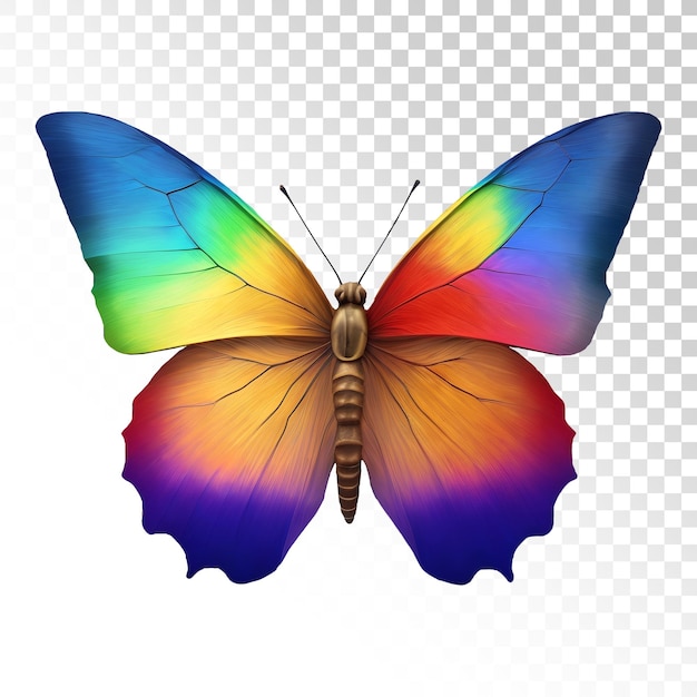 PSD una mariposa colorida con un fondo blanco.