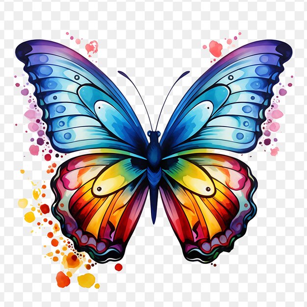 PSD una mariposa colorida con un fondo multicolor