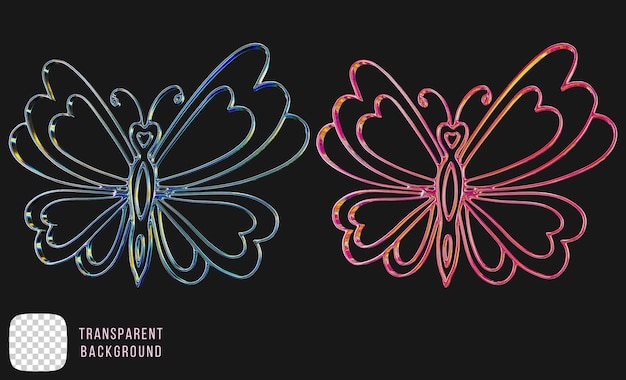 La mariposa de cromo tribal y2k forma abstracta de renderización en 3D