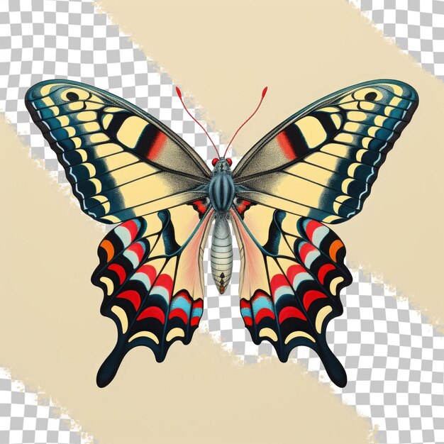 Mariposa decorada con un patrón en zigzag en un fondo transparente odina decorata