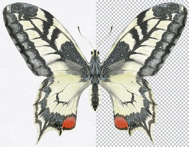 PSD mariposa machaon ilustración acuarela natural