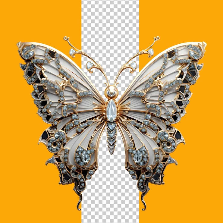 Mariposa PSD con un fondo amarillo con un fondo transparente