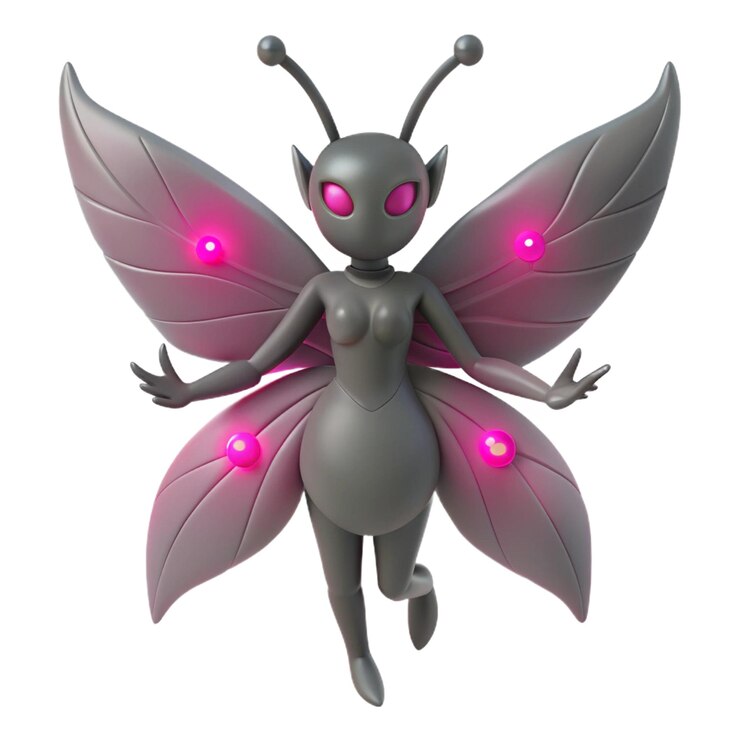 PSD una mariposa púrpura con luces púrpuras en ella y alas púrpuras