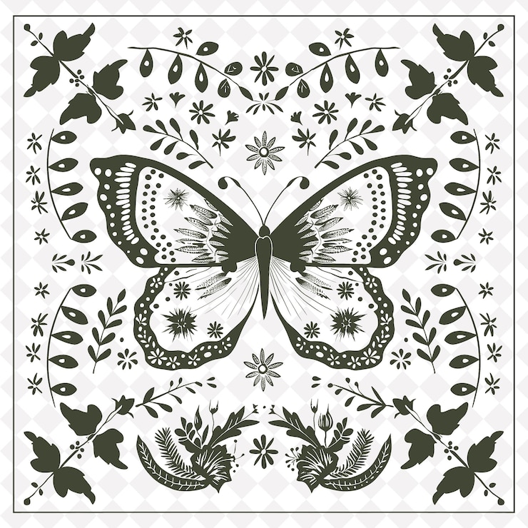 PSD una mariposa que está en una pared con mariposas y flores