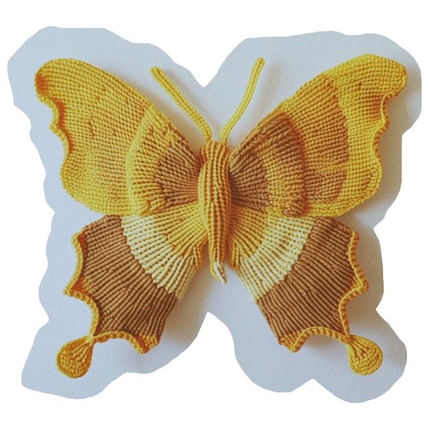 Mariposa tejida con un patrón amarillo