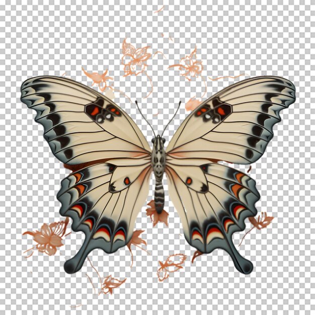 PSD mariposa vintage en un fondo transparente