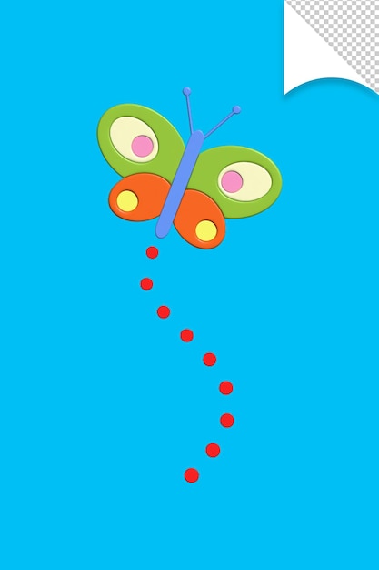 Una mariposa volando en el cielo con un punto rojo.