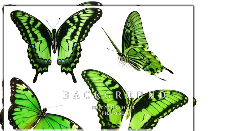 PSD las mariposas verdes en vuelo