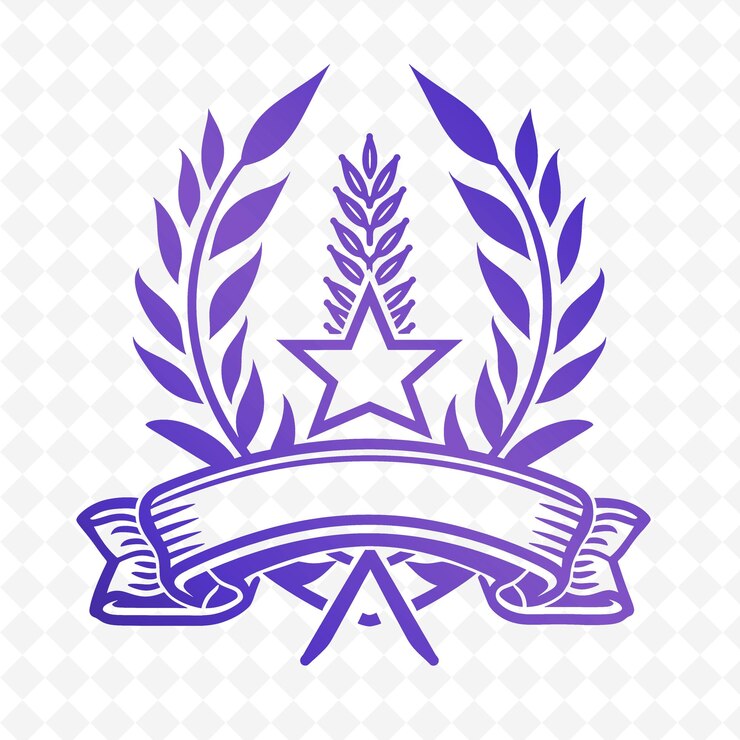 PSD marjoram sprig crest logo con cinta decorativa y estrella en las colecciones de diseño vectorial de hierbas de la naturaleza