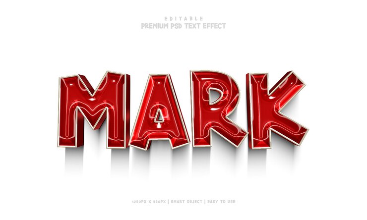 PSD mark rot glänzende bearbeitbare premium 3d-psd-text-effekt
