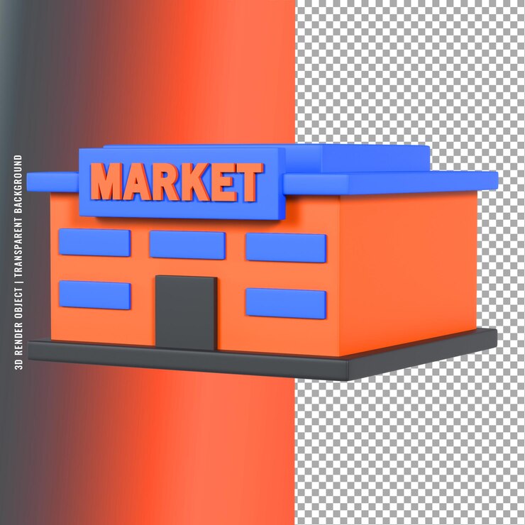 PSD market 3d premium rendering object con formato psd