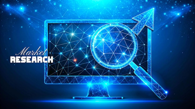 market research concept abstract futuristic blue color low poly style background design