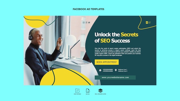 MARKETING BRAND Annunci Facebook e linea temporale modello PSD