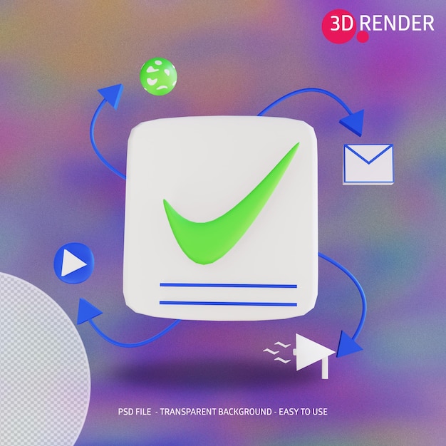 PSD marketing de contenu d'icônes 3d