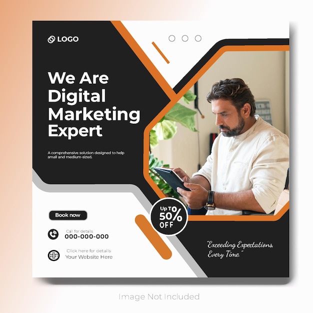 Marketing digital e serviços empresariais corporativos design de modelo de banner de postagem em mídias sociais