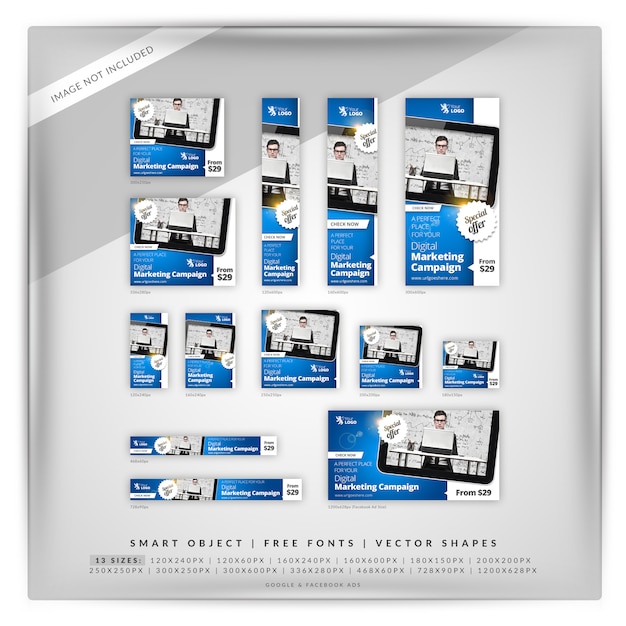 PSD marketing d'entreprise google banner set