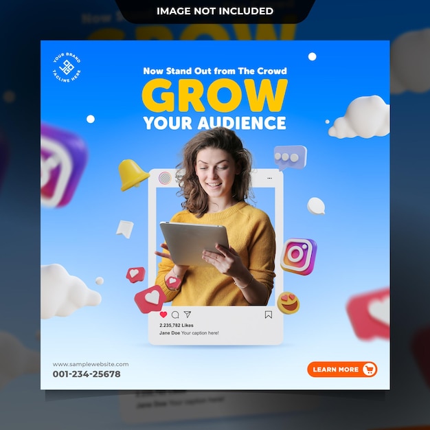 Marketing des médias sociaux du modèle de bannière de publication instagram