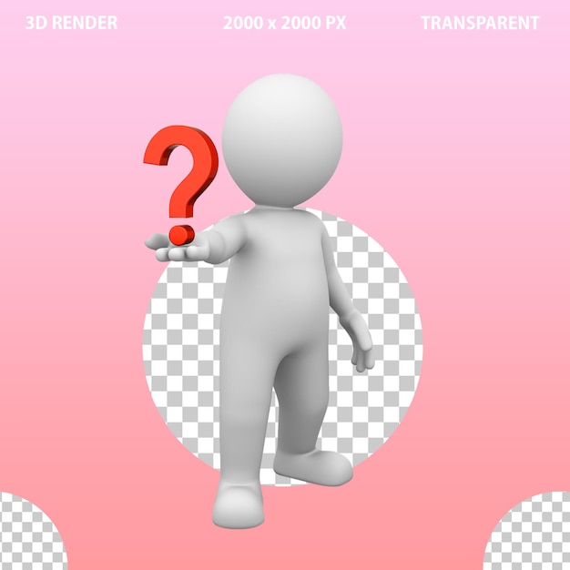 Marketing numérique 3D homme blanc sur un fond transparent isolé