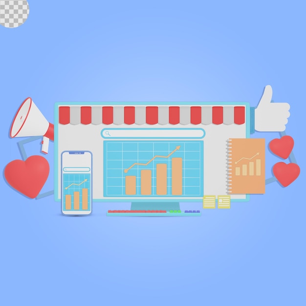 marketing en las redes sociales Ilustración 3D