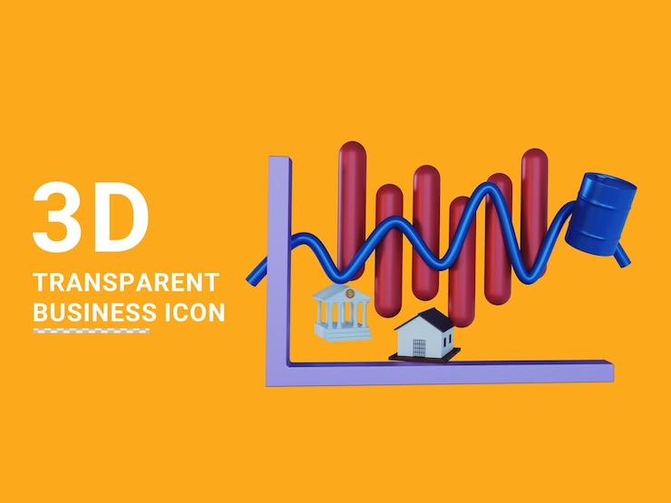 PSD marketing sales curve 3d render icon