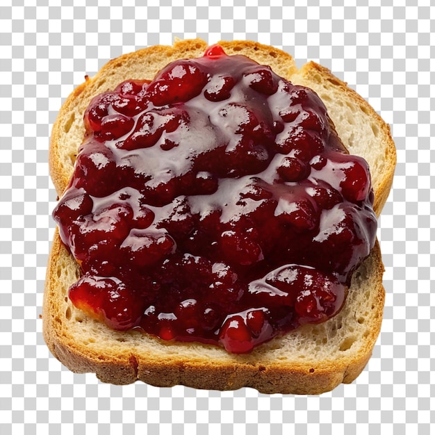 PSD marmelade rouge sur du pain isolée sur un fond transparent