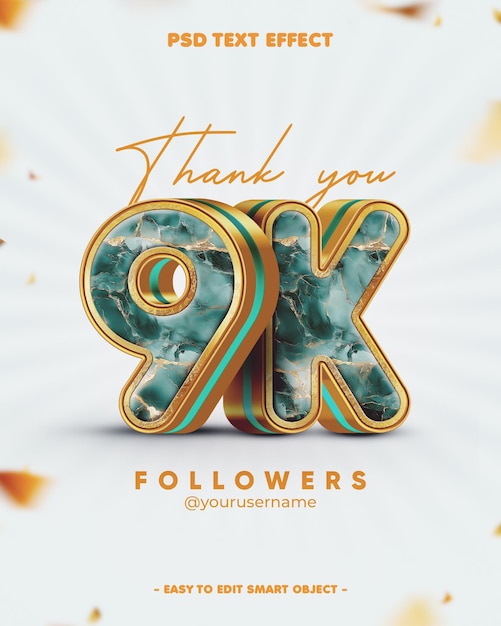 Marmor Textur Danke 9K Follower Bearbeitbare Texteffekt