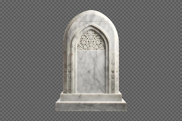 PSD mármore branco png tombstone muçulmano isolado em um fundo transparente