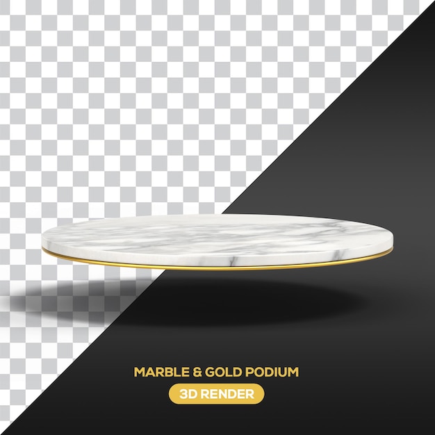 Mármore PNG e pódio dourado renderização 3d realista com fundo transparente para exibição do produto