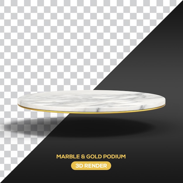 PSD mármore png e pódio dourado renderização 3d realista com fundo transparente para exibição do produto