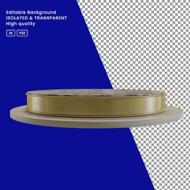 Marmorpodium mit Gold, Kreisbühne, realistischer 3D-Render mit transparentem Hintergrund